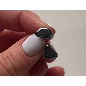 Black Precious Stone Stud Earrings